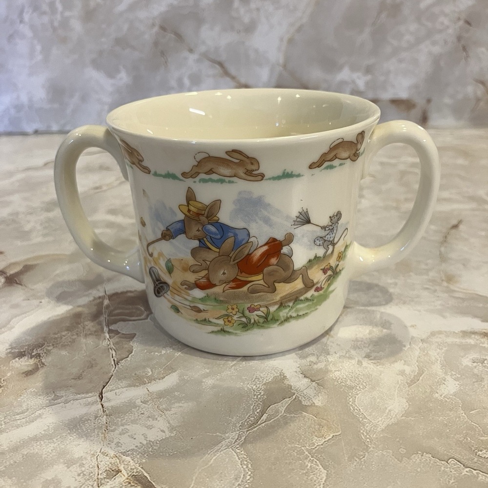 1984 Royal Doulton Windstorm Bunnykins Childs 2 Handle Cup Porcelain